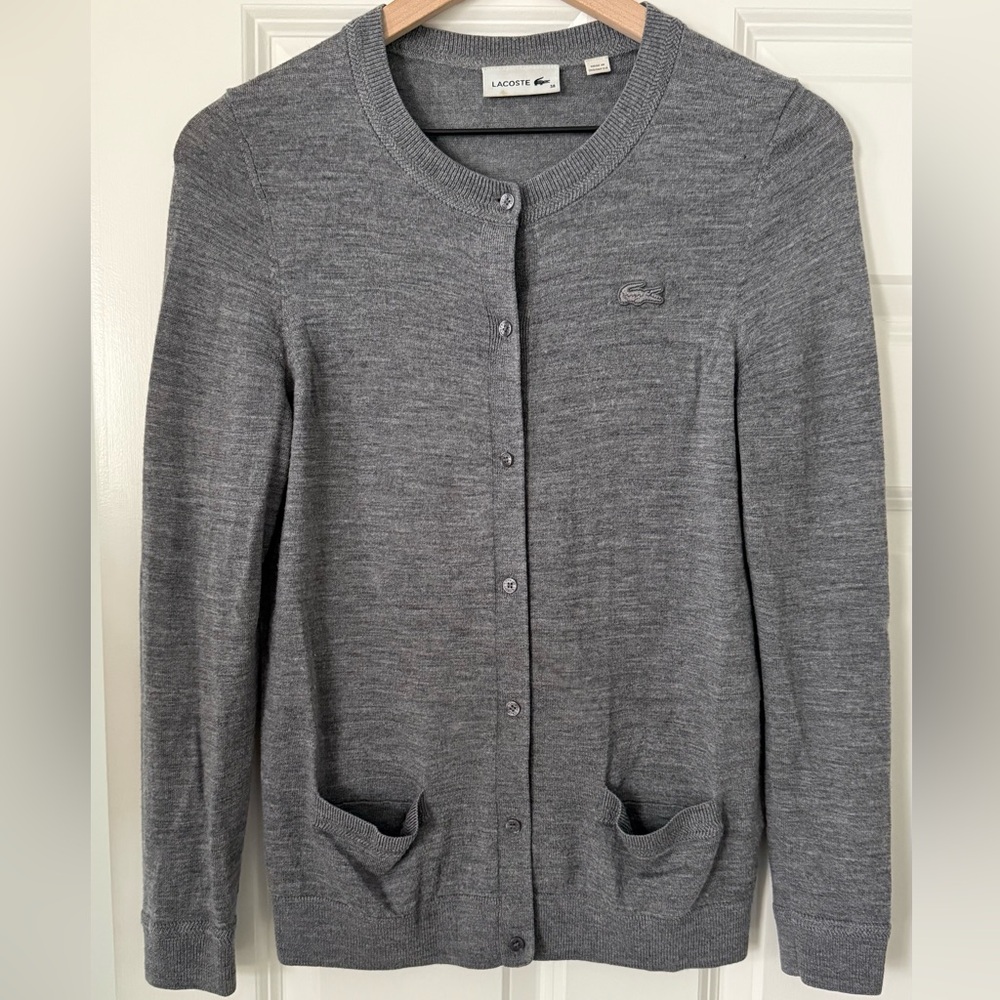 Lacoste Women's Gray Cardigan Sweater